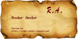 Roder Andor névjegykártya