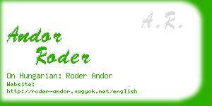 andor roder business card